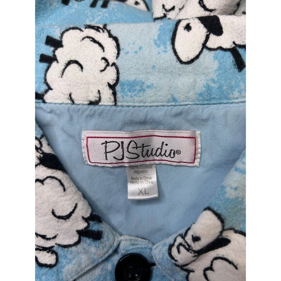 PJ Studio Women’s XL Cotton Flannel Blue Sheep Print Pajama Set - Picture 6 of 10
